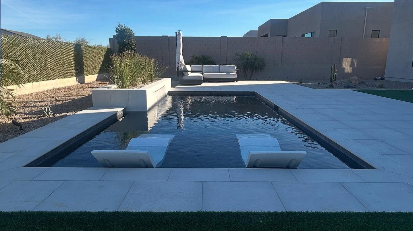 baja ledge in arizona backyard pool.