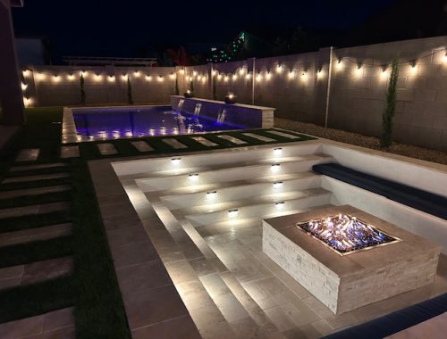 swimming pool and firepit - backyard landscape and pool designers.