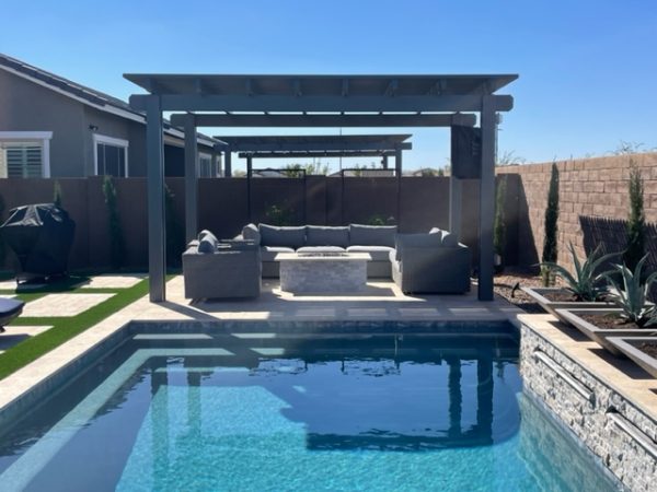 backyard pool and pergola in queen creek az.