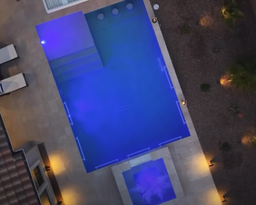 overhead view of backyard pool in san tan valley.